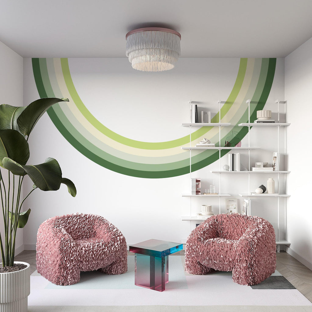 Rainbow Stripes Vinyl Mural Printed Wall Mural Office Modern Style Adults Rental Friendly Decor