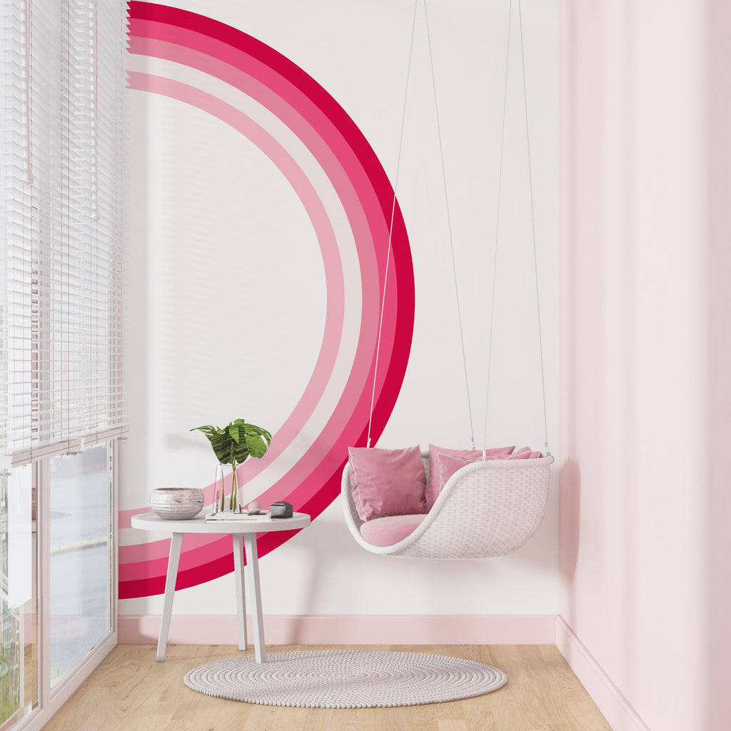 Rainbow Stripes Vinyl Mural Printed Wall Mural Office Modern Style Adults Rental Friendly Decor