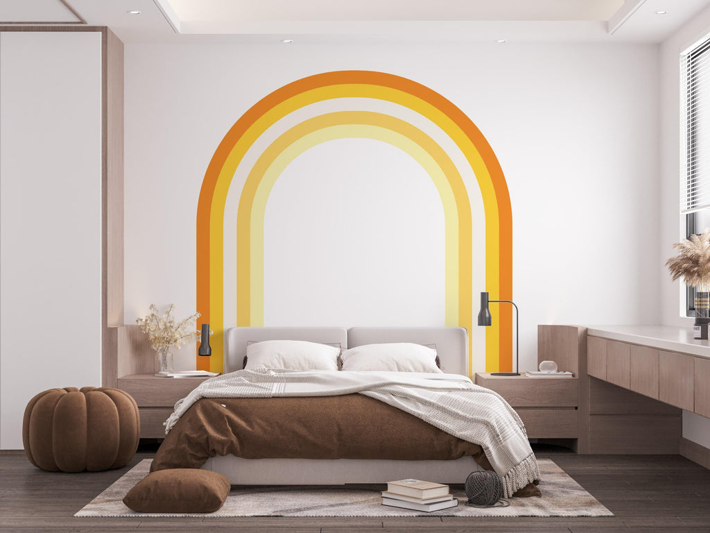 Stripes Rainbow Vinyl Fabric Removable Wall Decal Home Office Minimalist Style Parents Commercial Quality Green Forest