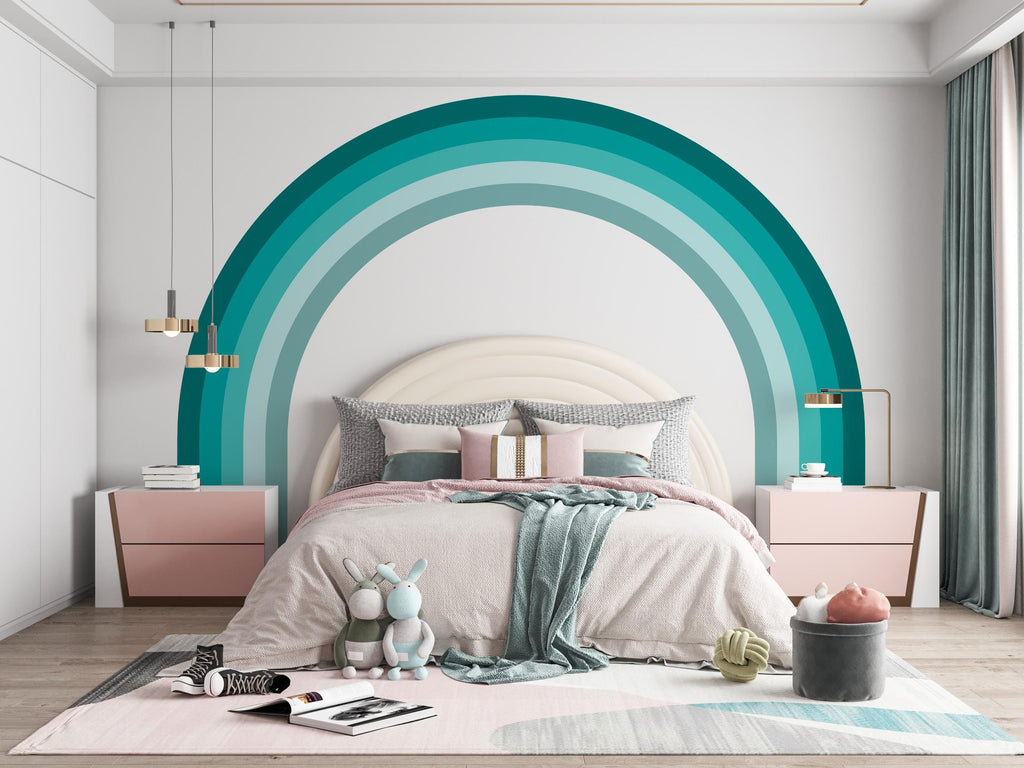 Rainbow Stripes Custom Wall Decal Vinyl Wall Decal Nursery Muted Colors Nursery Custom Size Cappuccino