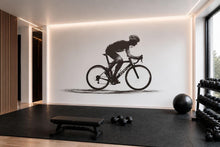 Load image into Gallery viewer, Cyclist Wall Decal Minimalist Bike Wall Art Cycling Vinyl Sticker Gym Wall Decor Spin Studio Decor Athlete Silhouette Home Gym Art