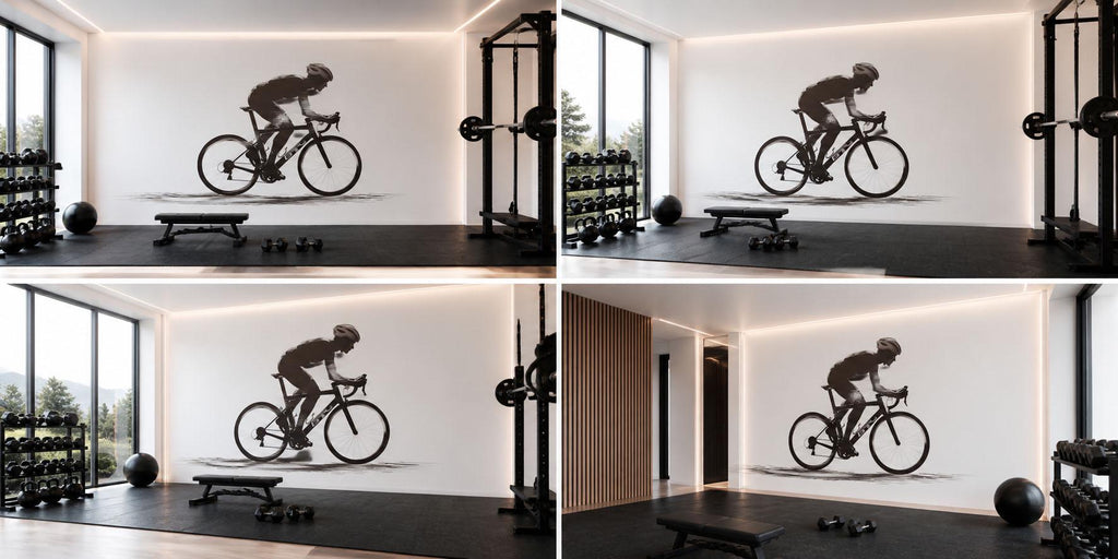 Cyclist Wall Decal Minimalist Bike Wall Art Cycling Vinyl Sticker Gym Wall Decor Spin Studio Decor Athlete Silhouette Home Gym Art