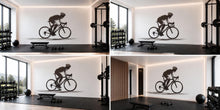 Load image into Gallery viewer, Cyclist Wall Decal Minimalist Bike Wall Art Cycling Vinyl Sticker Gym Wall Decor Spin Studio Decor Athlete Silhouette Home Gym Art