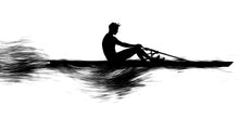 Load image into Gallery viewer, Rowing Wall Decal Gym Wall Art Rower Silhouette Vinyl Sticker Fitness Wall Decor CrossFit Wall Art Boat Athlete Home Gym Decor