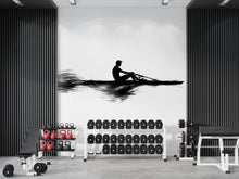Load image into Gallery viewer, Rowing Wall Decal Gym Wall Art Rower Silhouette Vinyl Sticker Fitness Wall Decor CrossFit Wall Art Boat Athlete Home Gym Decor