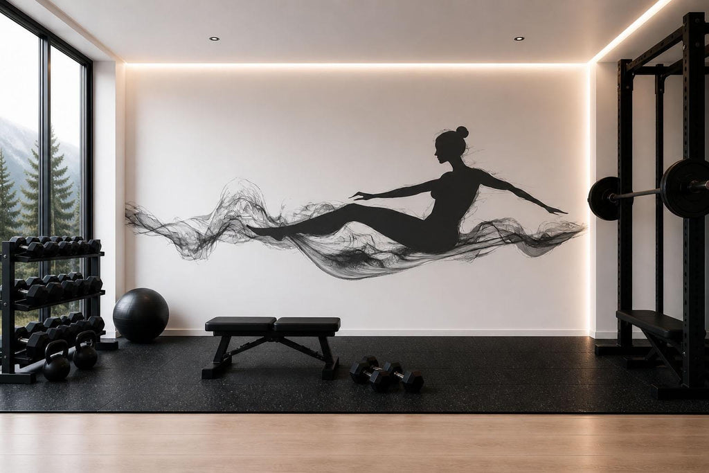 Yoga Wall Decal Pilates Wall Art Woman Silhouette Vinyl Sticker Fitness Wall Decor Meditation Mural Modern Home Gym Studio Decor