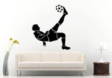Load image into Gallery viewer, Soccer Game In Action Man Athlete Doing A Scissor Bicycle Kick Ball European Football Sport Wall Decal Vinyl Sticker Mural Room Decor L795