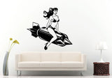 Beautiful Girl On Rocket Bomb Wall Decal Vinyl Sticker Mural Room Decor L805