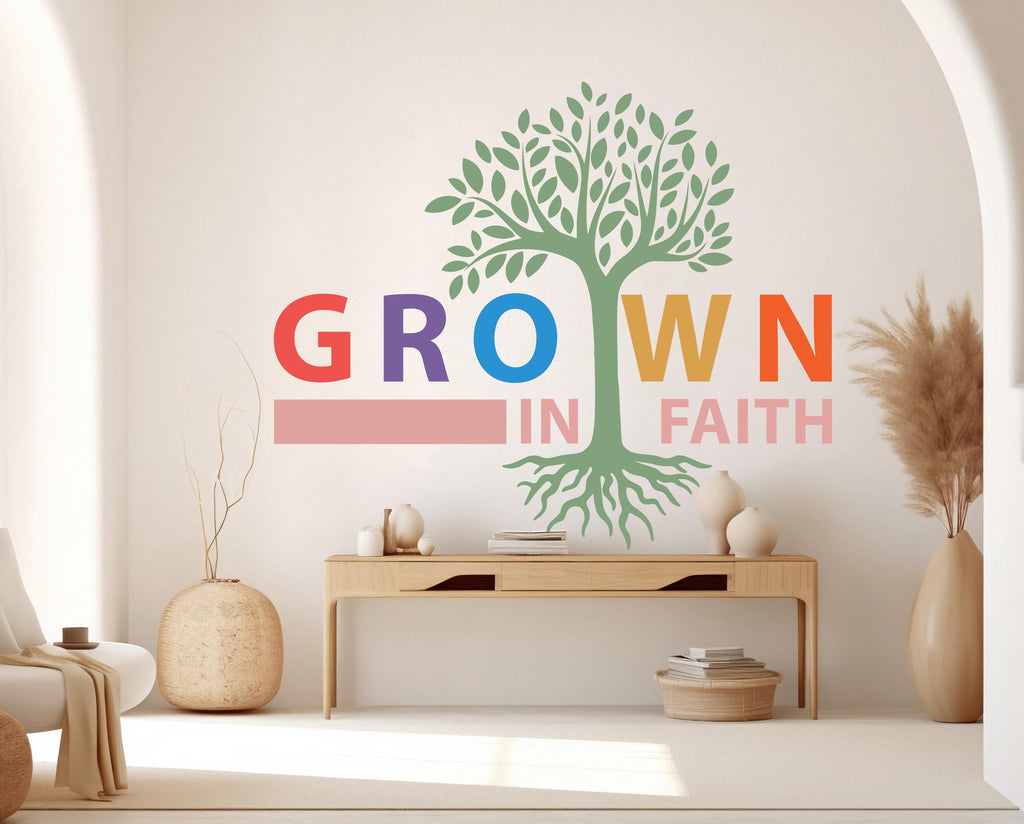 Grown in Faith, Religious Wall Sign, Christian Wall Words, Church Sanctuary Wall Art, Church Wall Decor, Religious Wall Art 1131RS