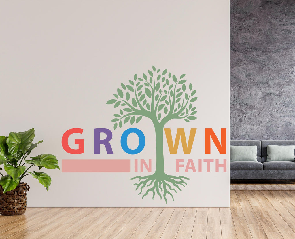 Grown in Faith, Religious Wall Sign, Christian Wall Words, Church Sanctuary Wall Art, Church Wall Decor, Religious Wall Art 1131RS