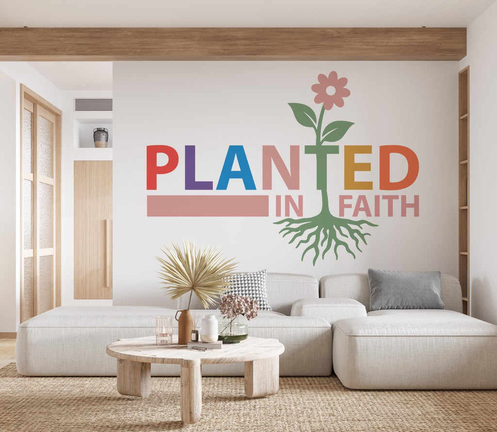Planted in Faith, Religious Wall Sign, Christian Wall Words, Church Sanctuary Wall Art, Church Wall Decor, Religious Wall Art 1132RS