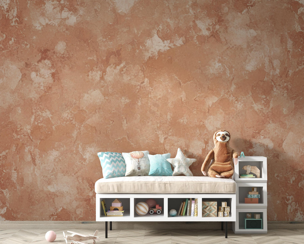 Wabi Sabi Terracotta Wallpaper Peel and Stick | Japandi Clay Plaster Wall Mural | Earthy Textured Neutral | Zen Minimalist Home Decor 427DE