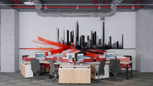 Load image into Gallery viewer, Modern City Skyline Wall Decal Red Black Office Wall Mural Corporate Peel And Stick Wall Art Startup Workspace Decor