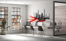 Load image into Gallery viewer, Modern City Skyline Wall Decal Red Black Office Wall Mural Corporate Peel And Stick Wall Art Startup Workspace Decor