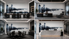 Load image into Gallery viewer, Modern Black City Skyline Wall Decal Executive Office Wall Mural Corporate Peel And Stick Wall Art Luxury Workspace Decor