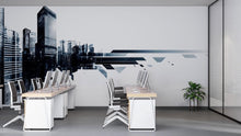 Load image into Gallery viewer, Modern Black City Skyline Wall Decal Executive Office Wall Mural Corporate Peel And Stick Wall Art Luxury Workspace Decor