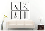 A Set Of Hairdressers With Scissors And A Comb Barber Barbershop Salon Spa Wall Decal Vinyl Sticker Mural Room Decor L817