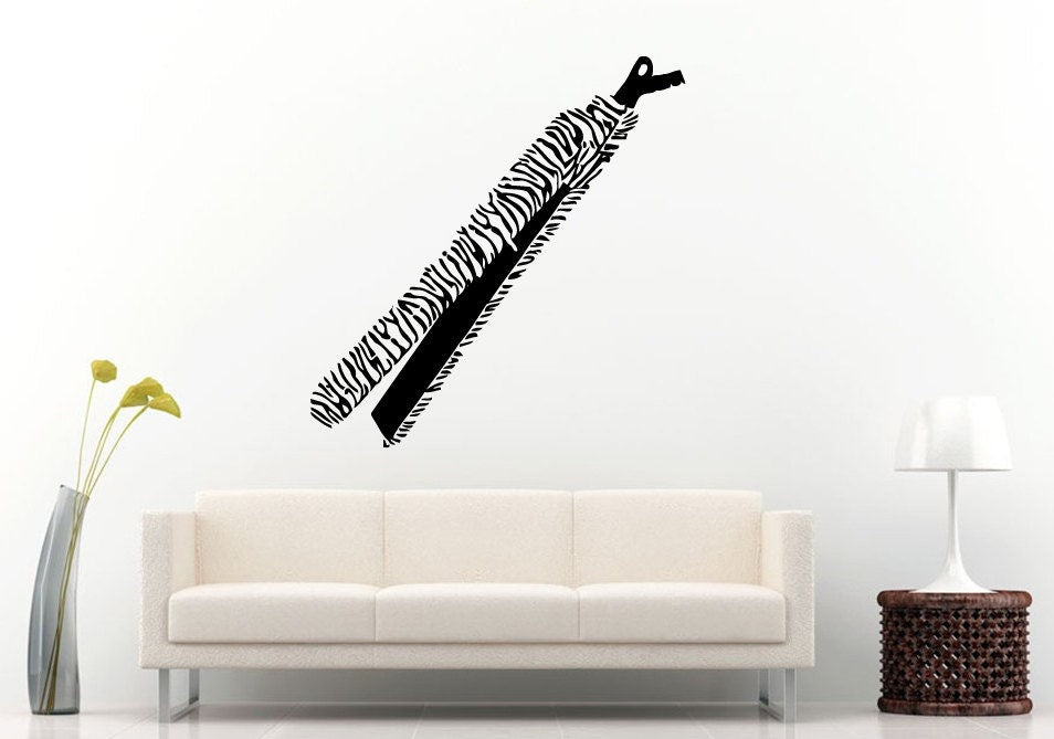 Flat Iron Tool Device Equipment Zebra Design Like Unique Barber Salon Spa Wall Decal Vinyl Sticker Mural Room Decor L816