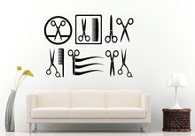 Load image into Gallery viewer, A Set Of Hairdressers With Scissors And A Comb Barber Barbershop Salon Spa Wall Decal Vinyl Sticker Mural Room Decor L818