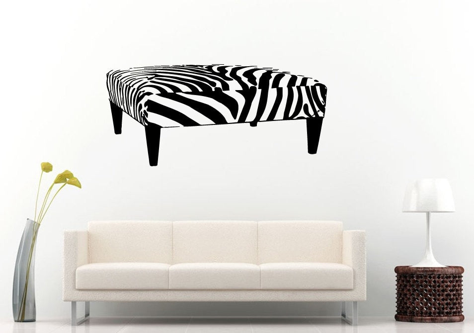 Zebra Color Chair Traditional Footstool Barbershop Salon Spa Wall Decal Vinyl Sticker Mural Room Decor L819