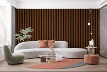 Load image into Gallery viewer, Dark Wood Slat Wallpaper Peel and Stick, Vertical Line Wood Panel Wall Mural, Modern Minimalist Removable Wallpaper Decor 826LU