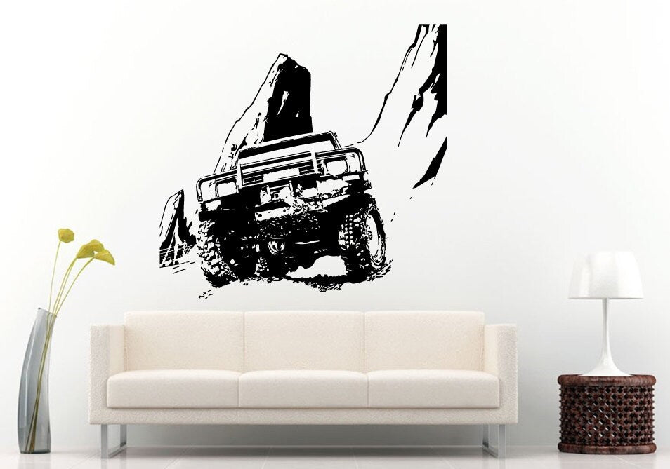Off Road Sport Utility Vehicle Mountains Rocks Dirt Wall Decal Vinyl Sticker Mural Room Decor L831