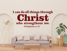 Load image into Gallery viewer, I Can Do All Things Through Christ Wall Decal | Bible Verse Sticker | Christian Faith Wall Art | Inspirational Scripture Decor 829LU