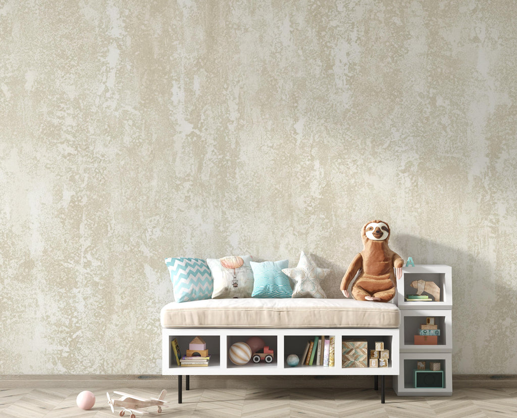 Neutral Textured Beige Wallpaper | Modern Plaster Effect Wall Covering | Minimalist Rustic Cream Wall Mural | Subtle Grunge Decor 414DE