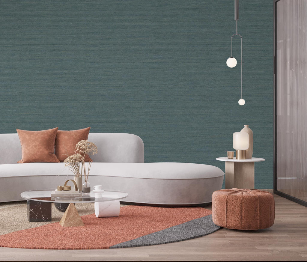 Dark Teal Textured Wallpaper, Modern Blue Green Wall Covering, Luxury Minimalist Wallpaper, Accent Wall Decor, Peel and Stick 831LU