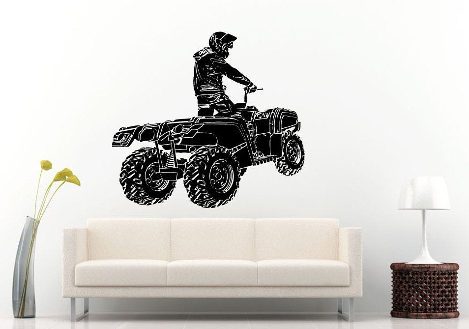 Off Road Sport Utility Vehicle Mountains Rocks Dirt 4 X 4 Atv Quad Mud Marks Wall Decal Vinyl Sticker Mural Room Decor L834