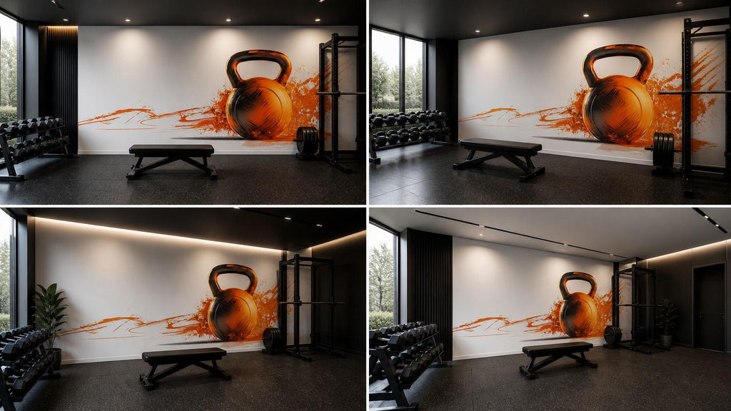 Kettlebell Wall Decal Gym Wall Art Fitness Mural Vinyl Sticker Modern Workout Decor CrossFit Wall Art Home Gym Wall Decor