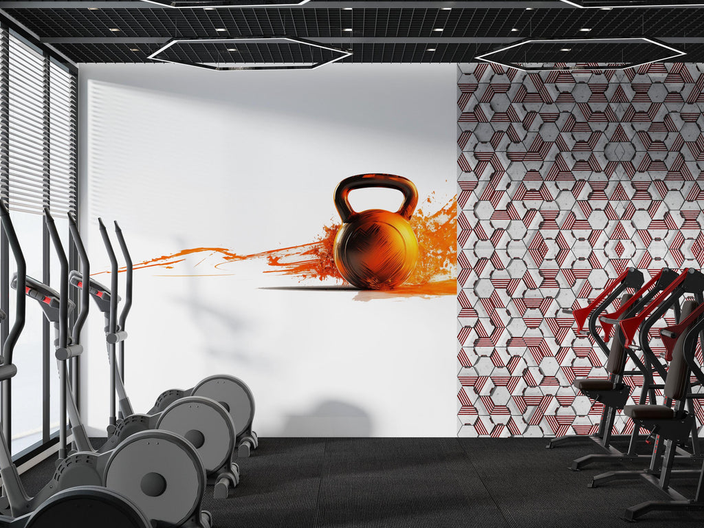Kettlebell Wall Decal Gym Wall Art Fitness Mural Vinyl Sticker Modern Workout Decor CrossFit Wall Art Home Gym Wall Decor