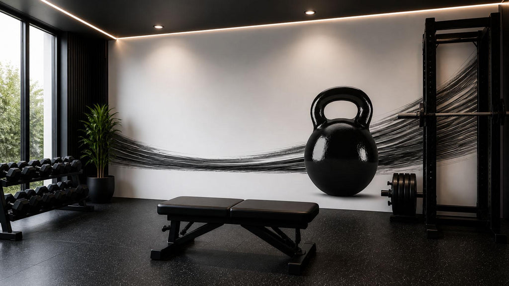 Kettlebell Wall Decal Minimalist Gym Wall Art Fitness Vinyl Sticker Modern Home Gym Decor Strength Training Wall Art