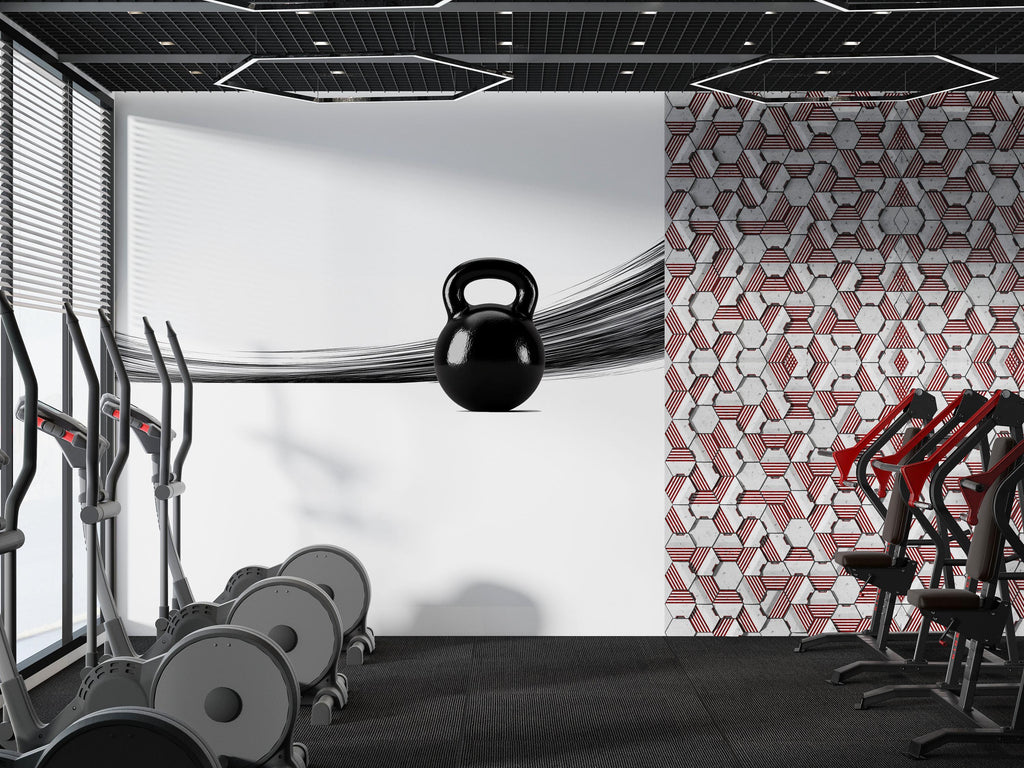 Kettlebell Wall Decal Minimalist Gym Wall Art Fitness Vinyl Sticker Modern Home Gym Decor Strength Training Wall Art
