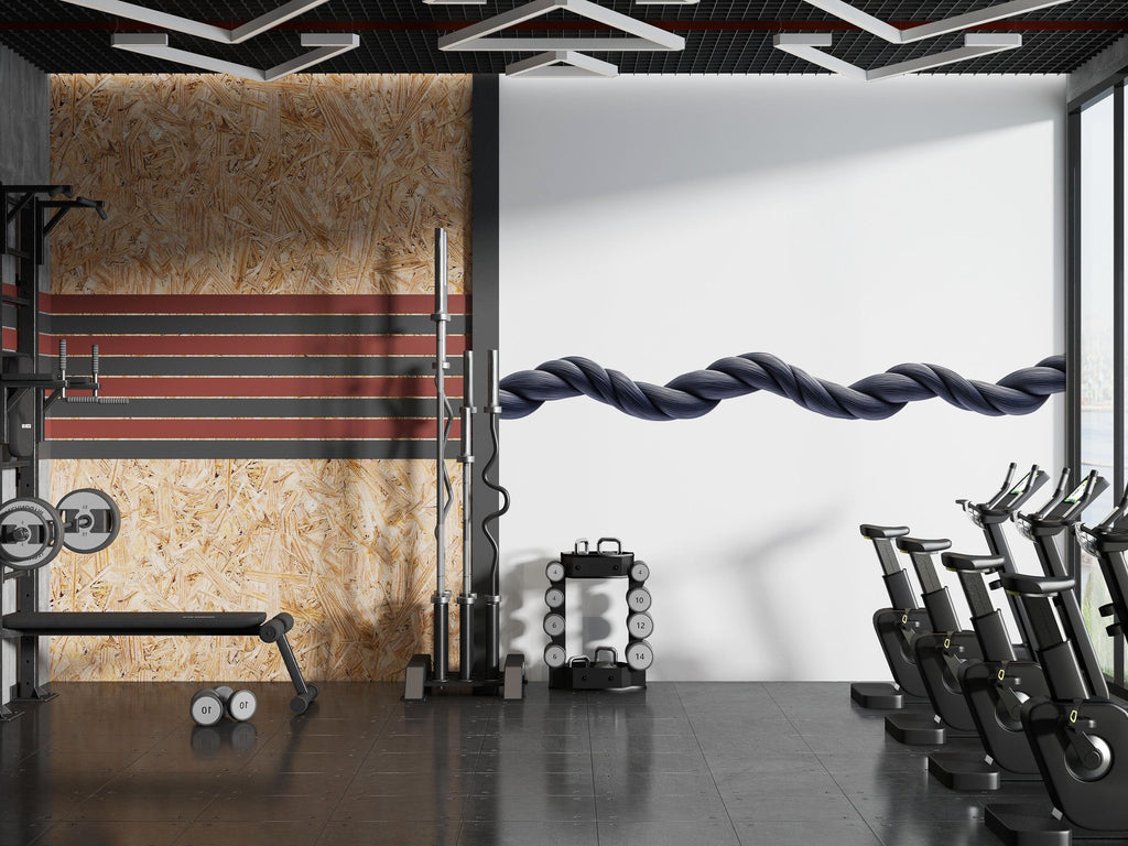 Abstract Gym Wall Decal Minimalist Fitness Wall Art Modern Line Mural Vinyl Sticker Home Gym Decor Luxury Interior Wall Design