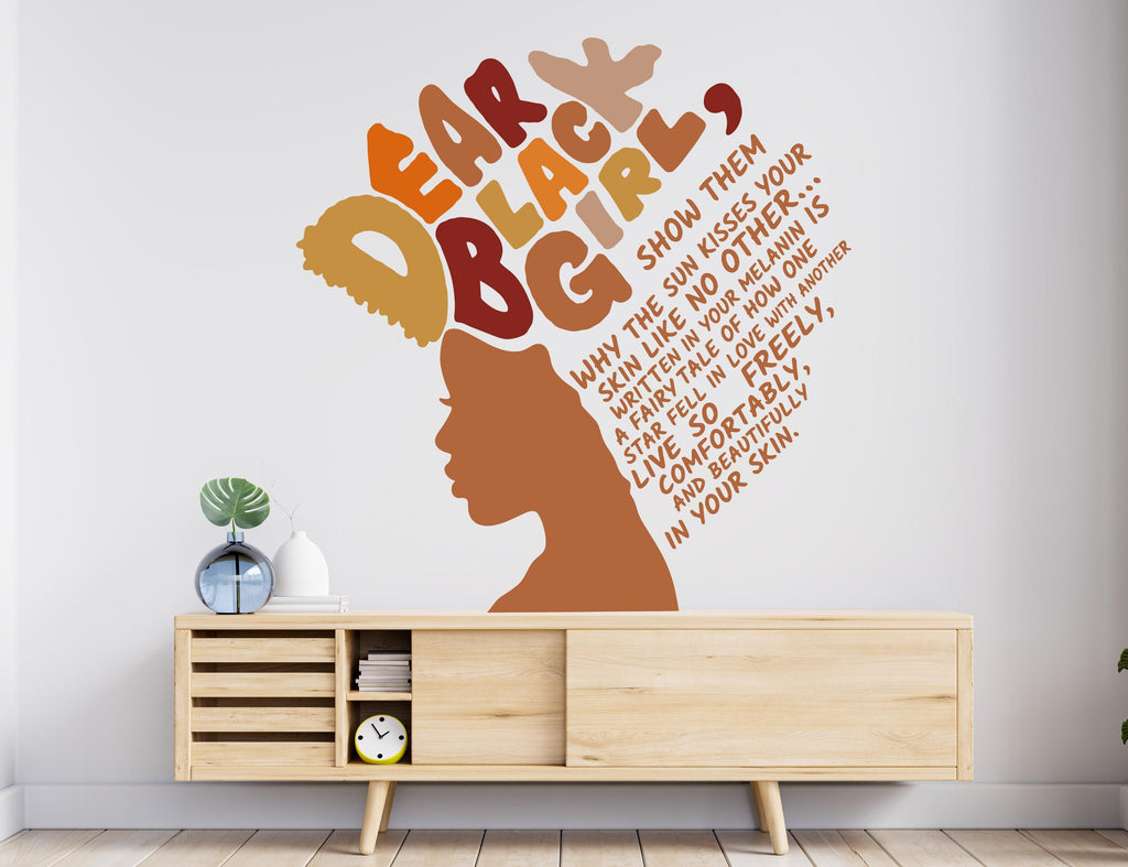 Dear Black Girl Wall decal, African American Decor, Melanin Vinyl, Black History, Black History Month Wall art 1115RS
