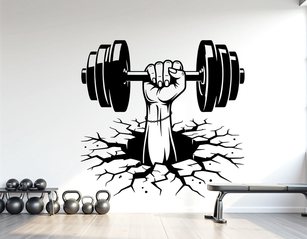 Gym Girl Wall Decor Crack Wall Fitness Wall Art Gym Wall Decals Wall Decal Crossfit Gifts Home Gym Wall Sticker Gym 1118RS