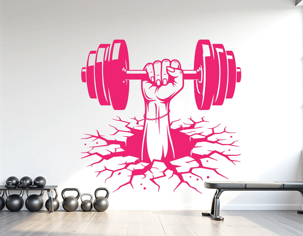 Gym Girl Wall Decor Crack Wall Fitness Wall Art Gym Wall Decals Wall Decal Crossfit Gifts Home Gym Wall Sticker Gym 1118RS