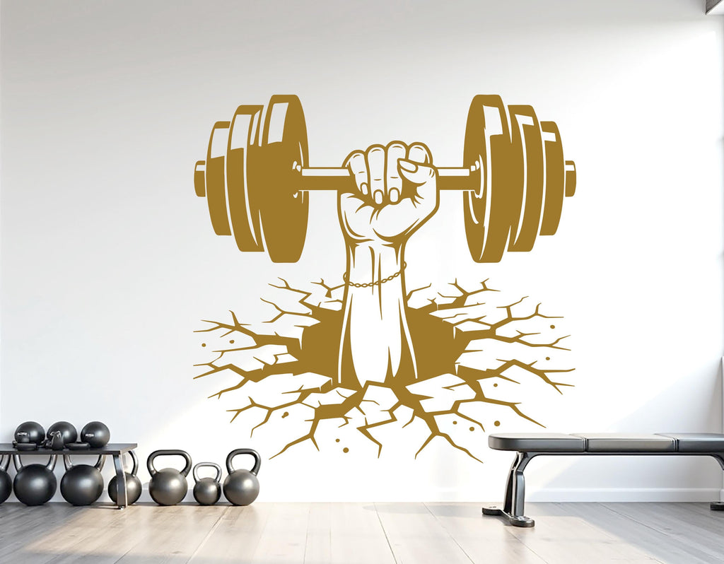 Gym Girl Wall Decor Crack Wall Fitness Wall Art Gym Wall Decals Wall Decal Crossfit Gifts Home Gym Wall Sticker Gym 1118RS