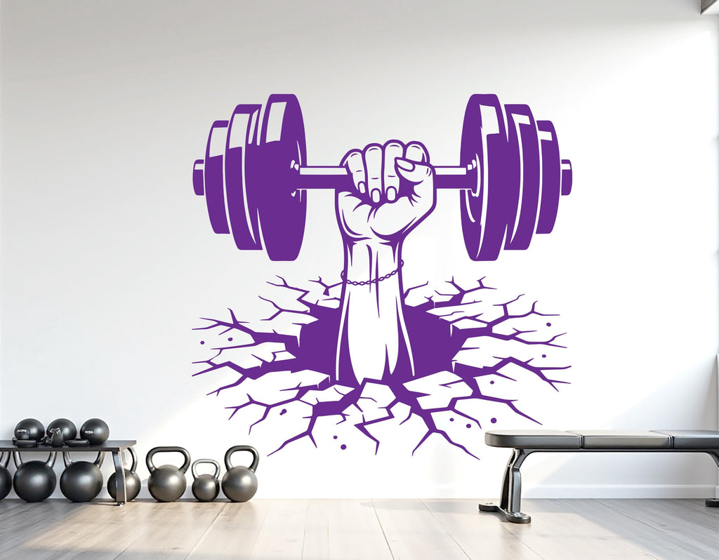 Gym Girl Wall Decor Crack Wall Fitness Wall Art Gym Wall Decals Wall Decal Crossfit Gifts Home Gym Wall Sticker Gym 1118RS
