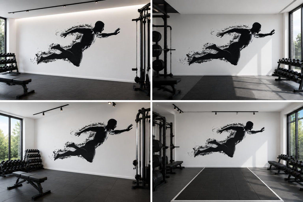 Athlete Motion Wall Decal Modern Gym Wall Art Fitness Vinyl Sticker Home Gym Decor Sports Wall Mural Workout Room Design
