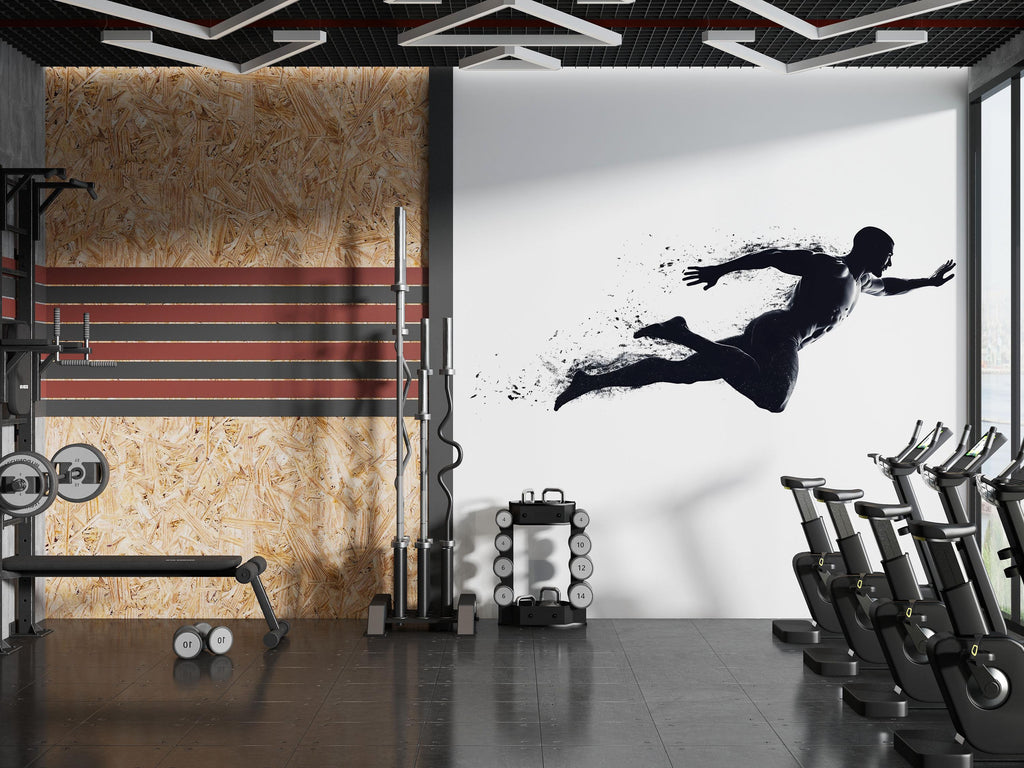 Athlete Motion Wall Decal Modern Gym Wall Art Fitness Vinyl Sticker Home Gym Decor Sports Wall Mural Workout Room Design