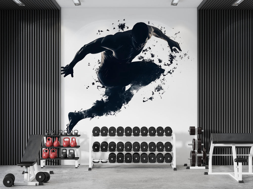 Explosive Athlete Wall Decal Modern Gym Wall Art Fitness Vinyl Sticker Home Gym Decor Sports Mural Workout Room Design