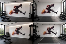 Load image into Gallery viewer, Athlete Jump Wall Decal Color Splash Gym Wall Art Fitness Vinyl Sticker Modern Home Gym Decor Sports Wall Mural Workout Design