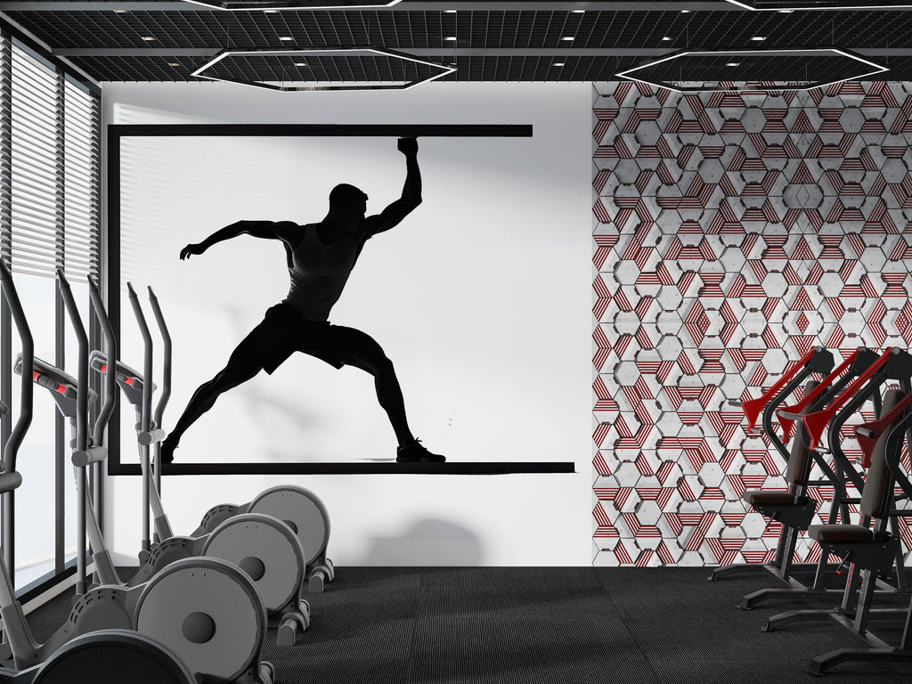 Modern Athlete Wall Decal Minimalist Gym Wall Art Fitness Vinyl Sticker Home Gym Decor Sports Wall Mural Workout Room Design