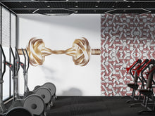 Load image into Gallery viewer, Luxury Gold Barbell Wall Decal Modern Gym Wall Art Fitness Vinyl Sticker Home Gym Decor Workout Room Mural Athletic Wall Design