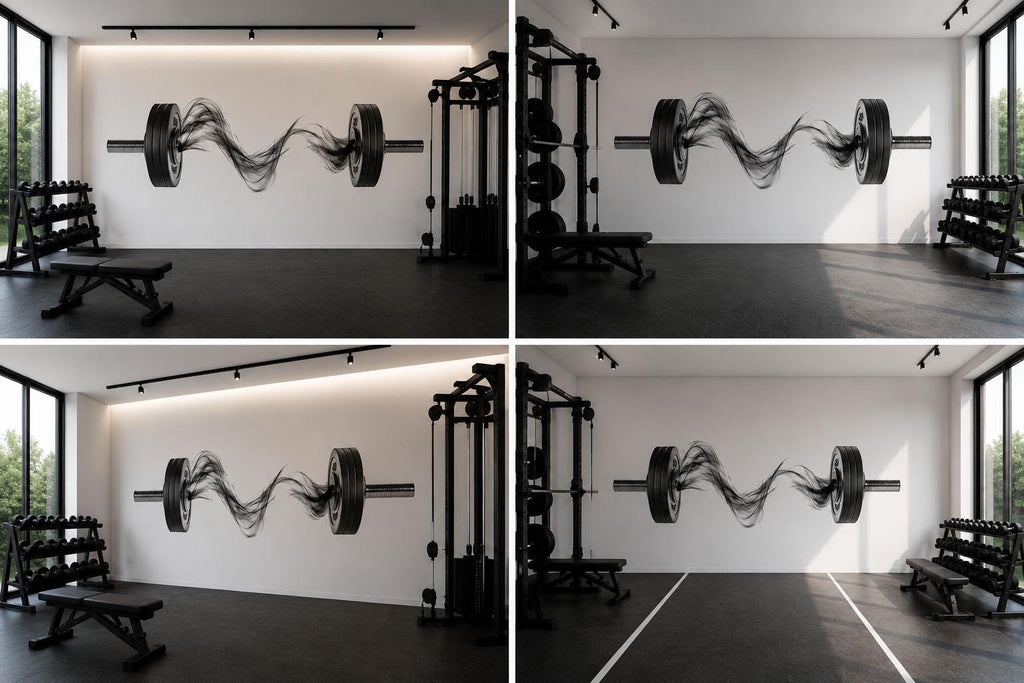 Modern Barbell Wall Decal Abstract Fitness Wall Art Home Gym Vinyl Sticker Workout Room Decor Luxury Gym Mural Athletic Wall Design