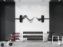 Load image into Gallery viewer, Modern Barbell Wall Decal Abstract Fitness Wall Art Home Gym Vinyl Sticker Workout Room Decor Luxury Gym Mural Athletic Wall Design