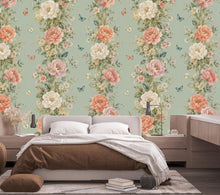 Load image into Gallery viewer, Vintage Floral Wallpaper, Botanical Wall Mural, Cottagecore Flower Wallpaper, Peony Garden Bedroom Decor, Peel and Stick 857LU