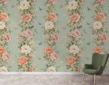 Load image into Gallery viewer, Vintage Floral Wallpaper, Botanical Wall Mural, Cottagecore Flower Wallpaper, Peony Garden Bedroom Decor, Peel and Stick 857LU